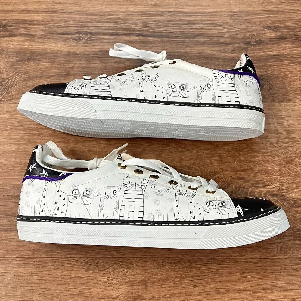 NWOT Goby Cat Lace Up White Black Sneakers Sz 42 (11.5)